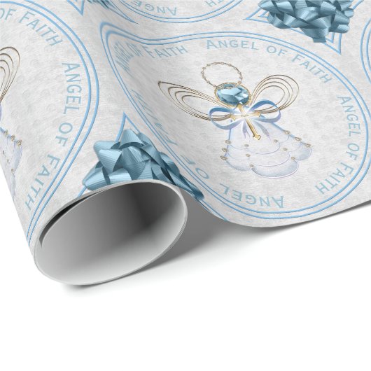 Kerst Engel van Geloof Blauw & Gouden Filigraan Cadeaupapier (Rol Hoek)