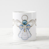 Kerst Engel van Geloof Elegant Blauw Goud Jumbo Mok (Voorkant)