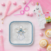 Kerst Engel van Geloof Elegant Blauw Goud Papieren Bordje (Feest)