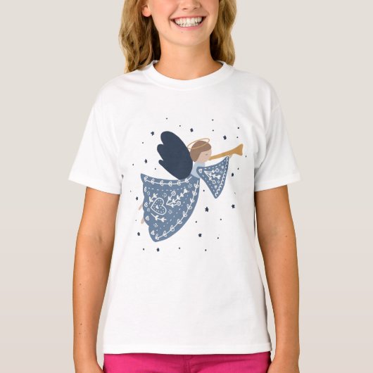 Kerst Engel Vrede op Aarde Vakantie Hartelijk T-shirt (Voorkant)