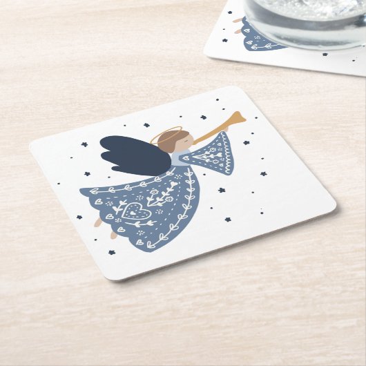 Kerst Engel Vrede op Aarde Vakantie Hartelijk Vierkante Kartonnen Onderzetter (Schuin)