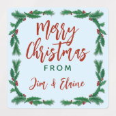 Kerst Eten Gift Labels Holly Border (Design 1)