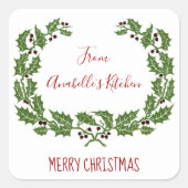 Kerst Etiket Prettig Kerstfeest bakken eten (Voorkant)