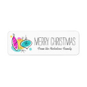 Kerst-etiket van Retro Tree Baubles Etiket (Voorkant)