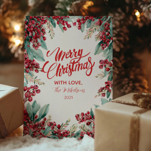 Kerst Eucalyptus en dennen Feestdagenkaart