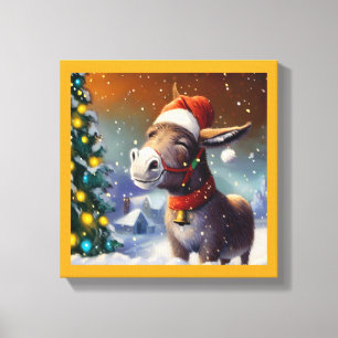 Kerst-ezel 1 canvas afdruk