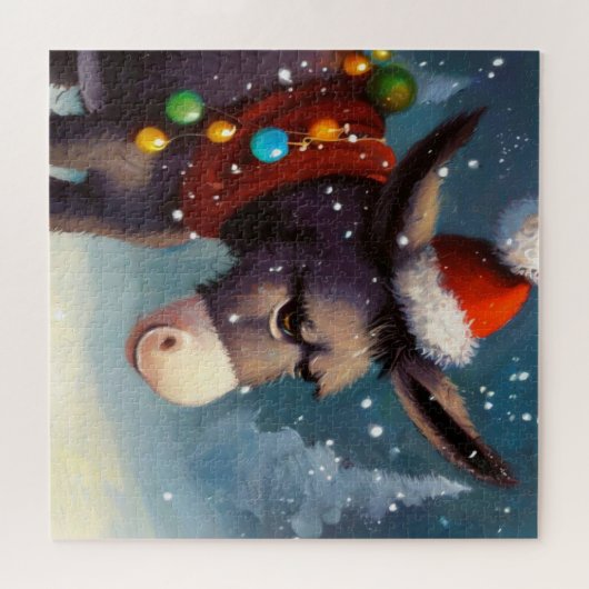 Kerst Ezel (2) Legpuzzel (Horizontaal)