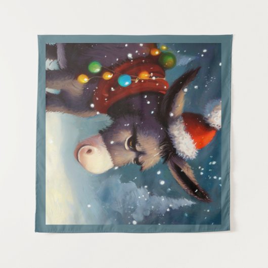 Kerst Ezel 2 Wandkleed (Voorkant (horizontaal))