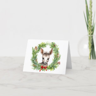 Kerst-ezel met kerstkrans LEEG Feestdagen Kaart
