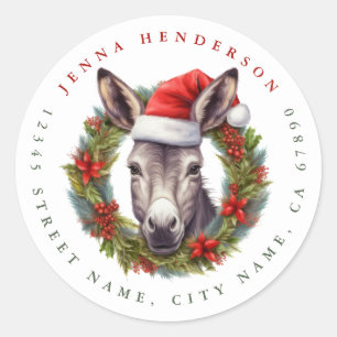 Kerst Ezel Ronde Stickers