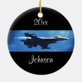  kerst F16 Falcon Fighter Jet Keramisch Ornament (Achterkant)