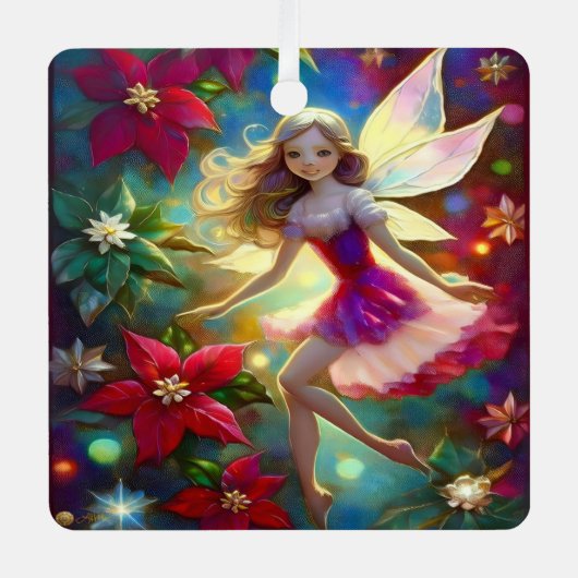 Kerst Fairy Collectie - Ash Blond Haar Metalen Ornament (Voorkant)