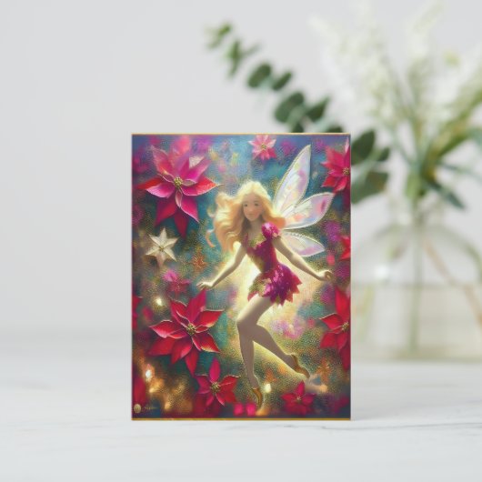 Kerst Fairy Collectie - Bord Goud Blond Haar Briefkaart (Staand voorkant)