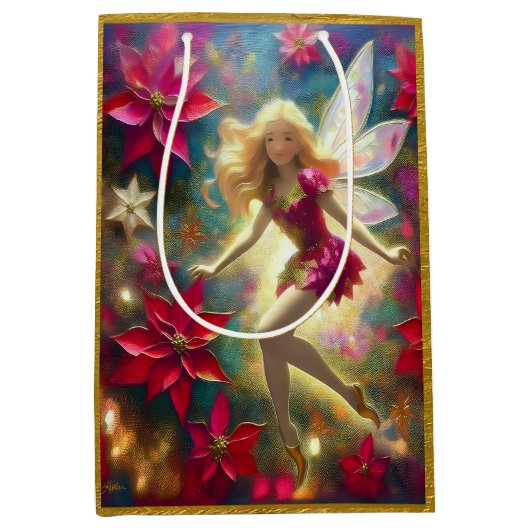 Kerst Fairy Collectie - Bord Goud Blond Haar Medium Cadeauzakje (Voorkant)