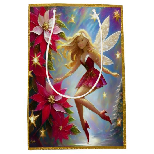 Kerst Fairy Collectie - Honey Blonde Gift Bag Medium Cadeauzakje (Voorkant)