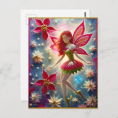 Kerst Fairy Collectie - Rood haar Briefkaart (Voorkant / Achterkant)