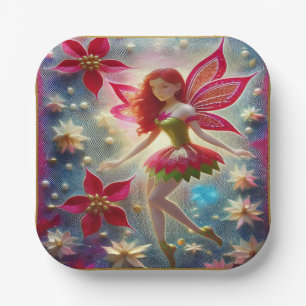 Kerst Fairy Collectie - Rood haar Papieren Bordje