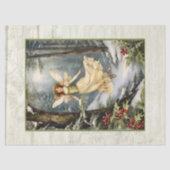 Kerst Fairy Pine Forest Holly rustieke schuur hout Tissuepapier (Voorkant)