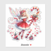 Kerst Fairy Red White Candy Cane Sticker (Vel)