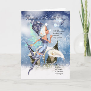 Kerst, Fairy Verjaardag Kaart - Fairy Blowing Bub