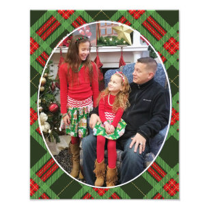 Kerst Familie Foto 11 x 14 Plaid Afdruk