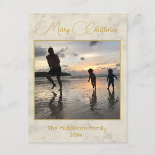 Kerst Familie Foto Elegant Gouden Crème Feestdagenkaart