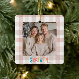 Kerst Familie Foto Kerstboomornament Dankbaar Keramisch Ornament