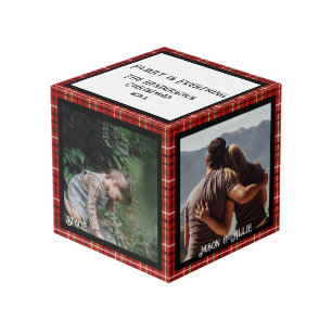 Kerst Familie Foto Kubus 4 Foto's, Plaid