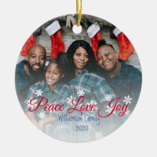 Kerst Familie Foto Vrede Liefde Vreugde Keramisch Ornament