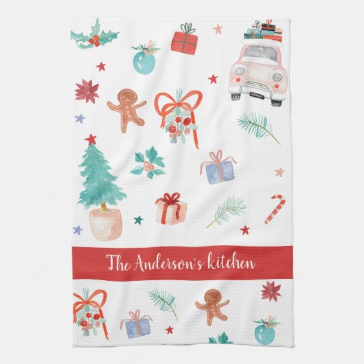 Kerst Familie Keuken Custom decor Theedoek (Verticaal)