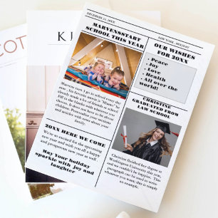 Kerst familie krant + jaar in de Review foto Kaart