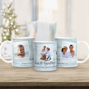 Kerst familiefoto strand koffiemok