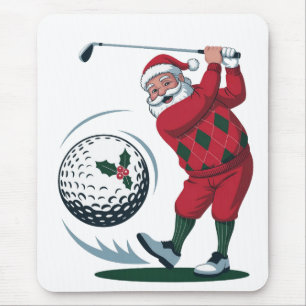 Kerst Fantasie Golf Spelende Kerstman Muismat