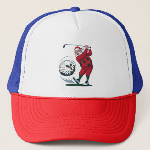 Kerst Fantasie Golf Spelende Kerstman   Trucker Pet