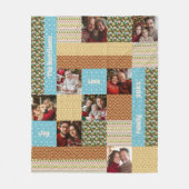 Kerst Faux Patchwork Keepsake Foto familie Fleece Deken (Voorkant)