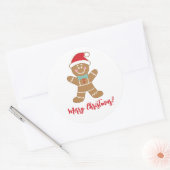 Kerst-feestdag — Gingerbrood Man Ronde Sticker (Envelop)