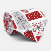 Kerst Feestdagen Feestelijk Rood Zilver Modern Stropdas (Opgerold)