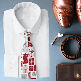 Kerst Feestdagen Feestelijk Rood Zilver Modern Stropdas