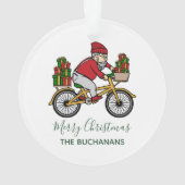 Kerst Feestdagen Fietsen Santa Custom Ornament (achterkant)