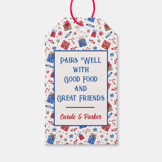Kerst Feestdagen Label voor Gifting Drankfles Cadeaulabel (Voorkant)