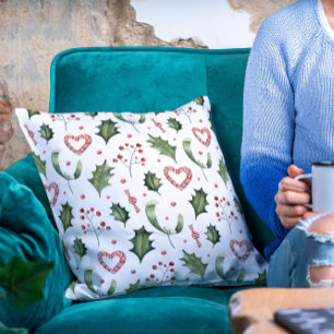 Kerst Feestdagen Mistletoe Holly Candy Canes Kussen