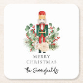 Kerst Feestdagen Notenkraker Script Vierkante Kartonnen Onderzetter (Voorkant)