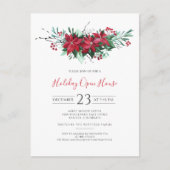 Kerst Feestdagen Open Huis Party Uitnodiging Briefkaart (Voorkant)