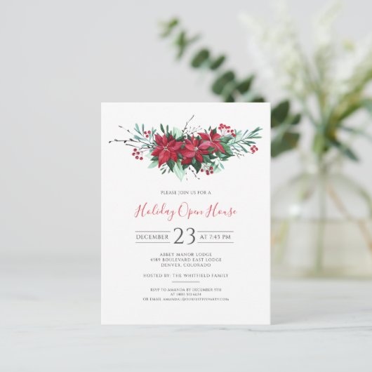 Kerst Feestdagen Open Huis Party Uitnodiging Briefkaart (Staand voorkant)