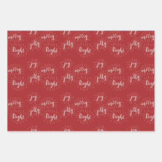 Kerst Feestdagen rood en wit vrolijk en helder Inpakpapier Vel (Voorkant)