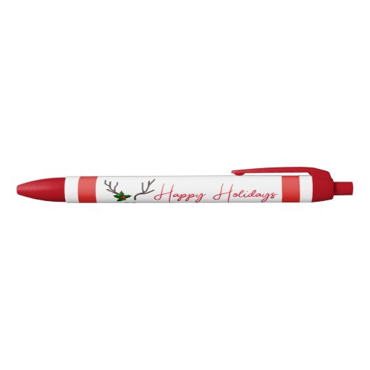 Kerst-Feestdagen Rood Gepersonaliseerd Zwarte Inkt Pen (Bovenkant)