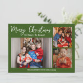 Kerst feestdagen Script Familie Fotocollage Feestdagenkaart (Staand voorkant)