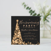 Kerst-Feestdagen van Gold & Black Housewarming Par Kaart (Staand voorkant)
