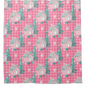 Kerst Feestelijk Roze Gingerbread House Douchegordijn (Voorkant)