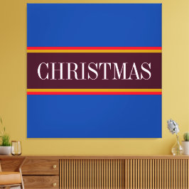 Kerst Feestelijke Royal Blue Paarse Red Stripes Canvas Afdruk